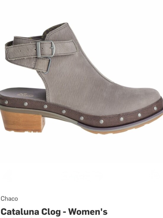 Chaco Shoes - Chaco Cataluna Taupe Leather Open-Back Clog with Buckle Sz 8. Casual Fall
